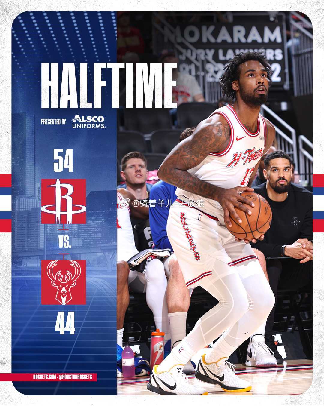 申京25+8火箭险胜8人雄鹿收获4连胜，杜兰特19+9吉昂36+10火箭vs雄鹿