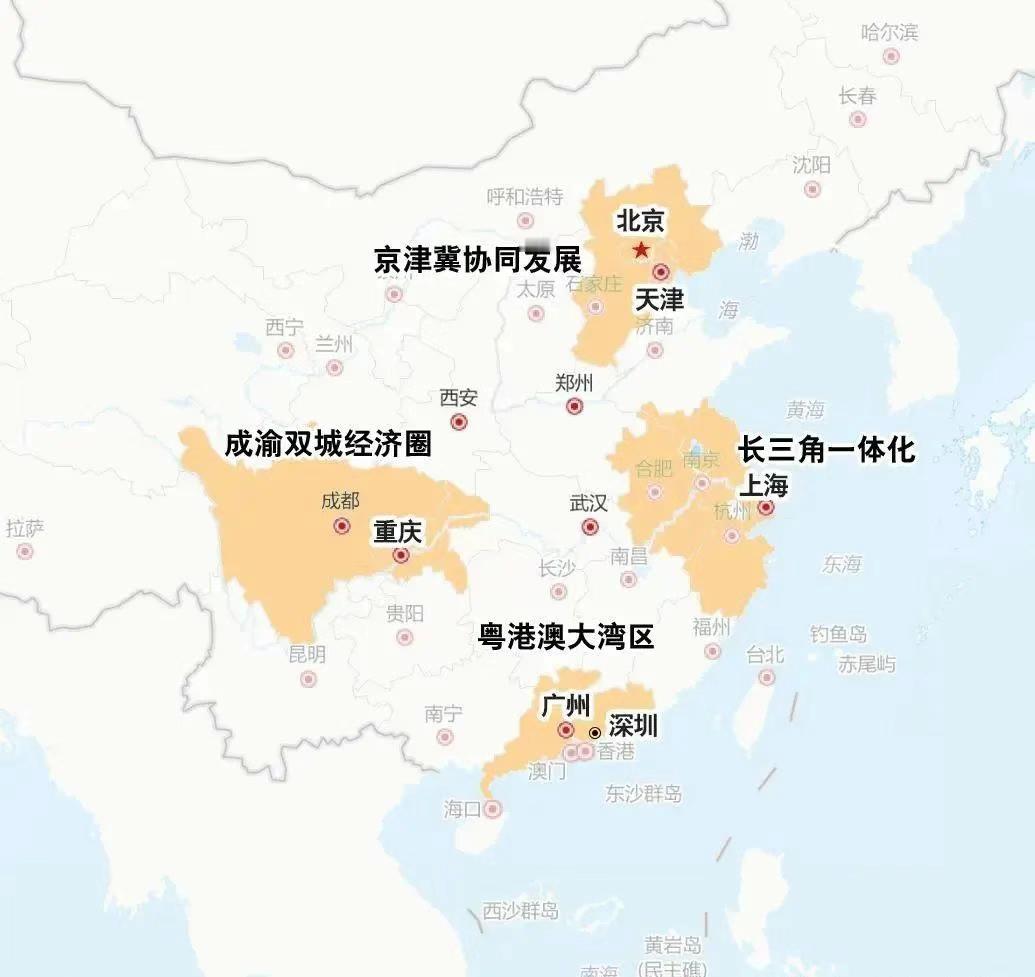 未来第五大城市群会是谁？
从国家层面来看，目前在东西南北形成了京津冀协同发展区、
