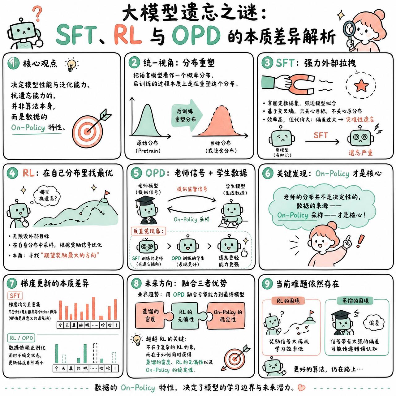 【大模型遗忘之谜：SFT、RL 与 OPD 的本质差异解析】

快速阅读：本文通