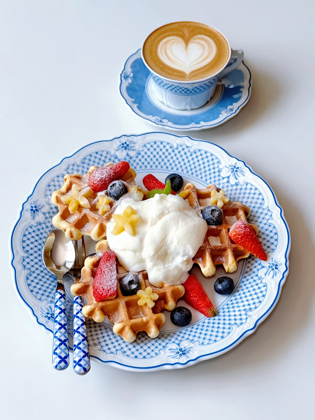 早餐 | 华夫饼 | 热拿铁咖啡