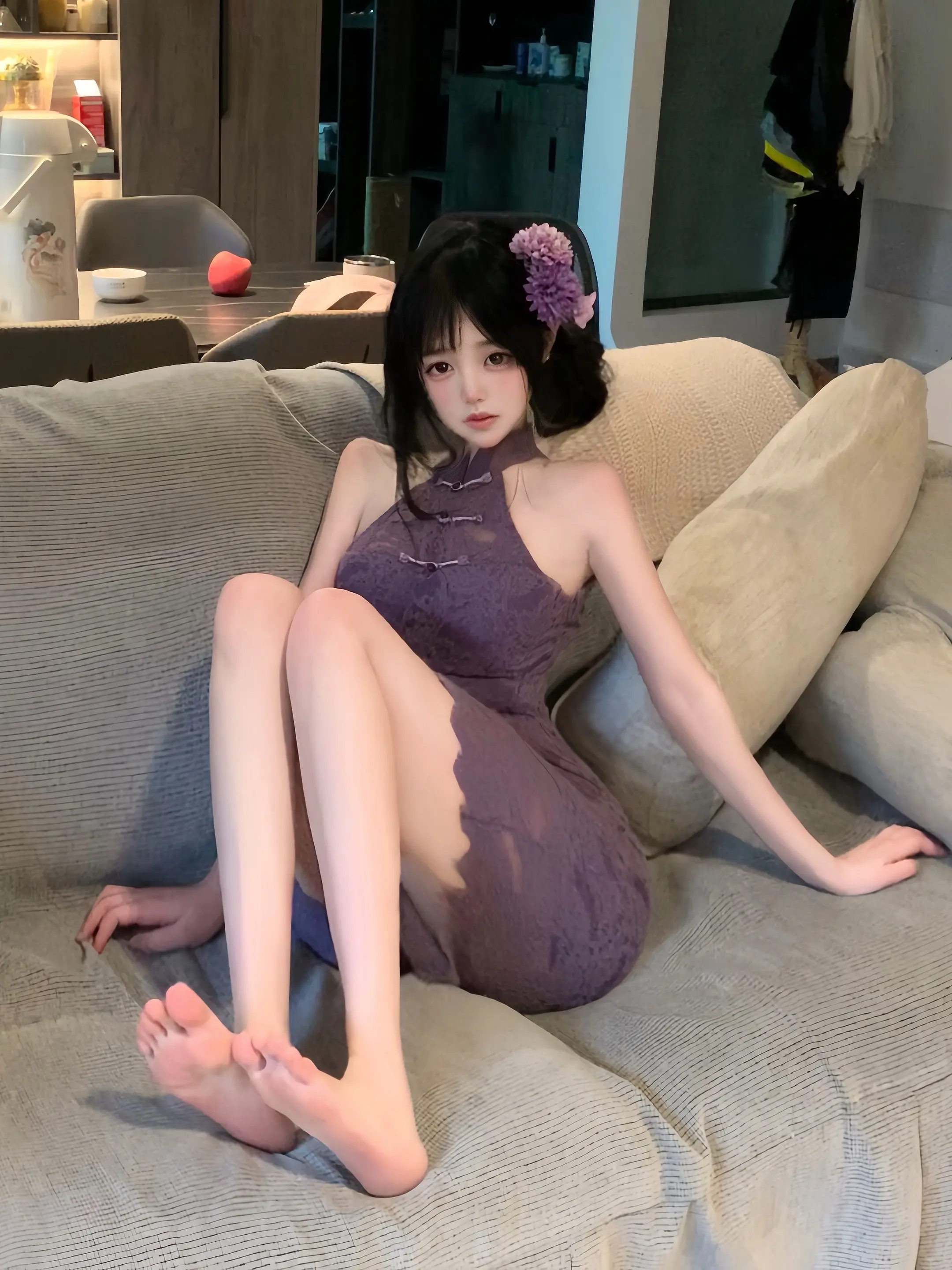 你自己爱上我的  也要我负责吗       甜妹 御姐 紫色旗袍