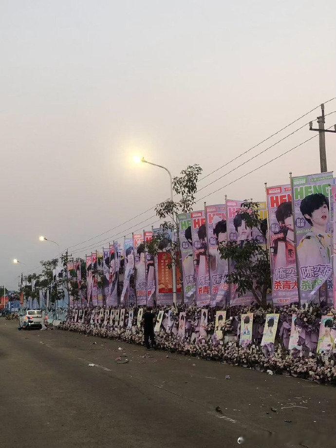 陈奕恒粉丝杀青应援 陈奕恒我们的少年时代2杀青粉丝应援，连成片的紫色，所有都只属