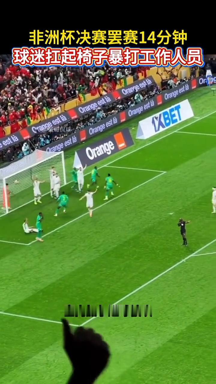 非洲杯决赛罢赛14分钟，球迷扛起椅子暴打工作人员。
震惊足坛，就连剧本都不敢这样