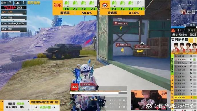 JDG满编吃下一鸡全员集结火力全开，决赛圈步步为营丝毫不慌，配合默契一路碾压，稳