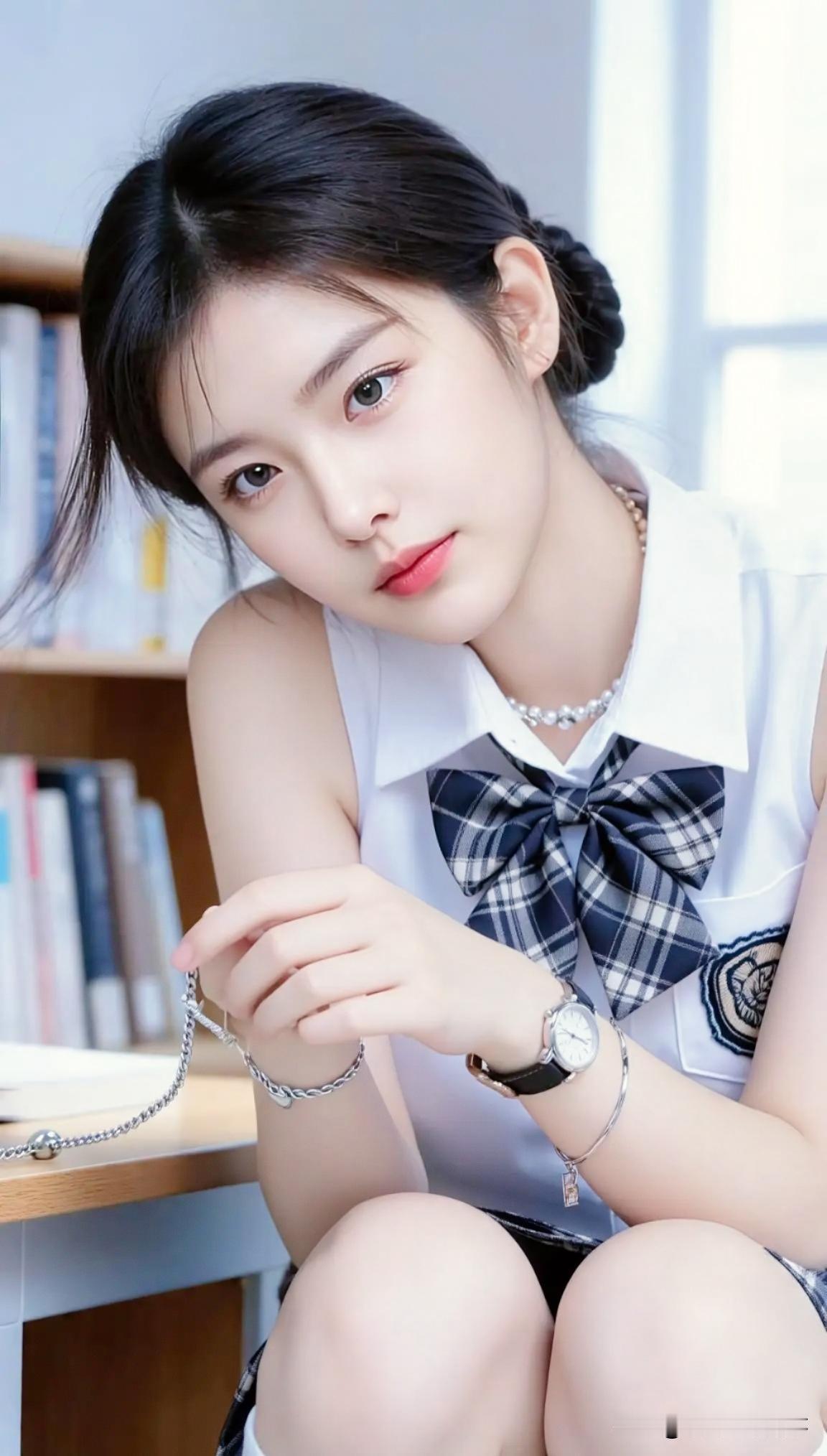 张京穿的学生装，美不美