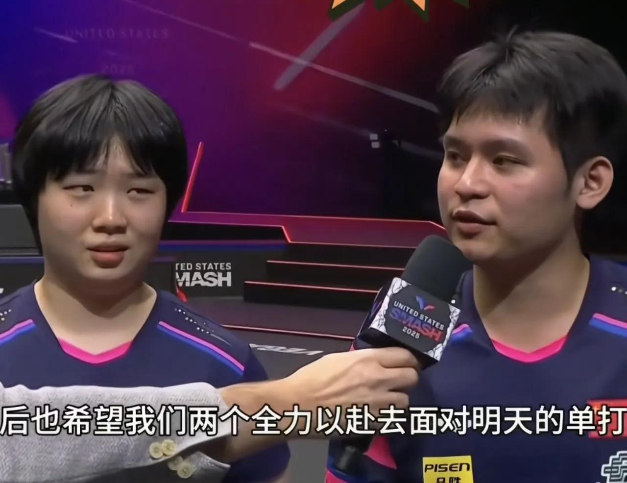 这两终于有点像样了！

动漫组合夺得了混双冠军网友问他们怎么庆祝，林诗栋不好意思