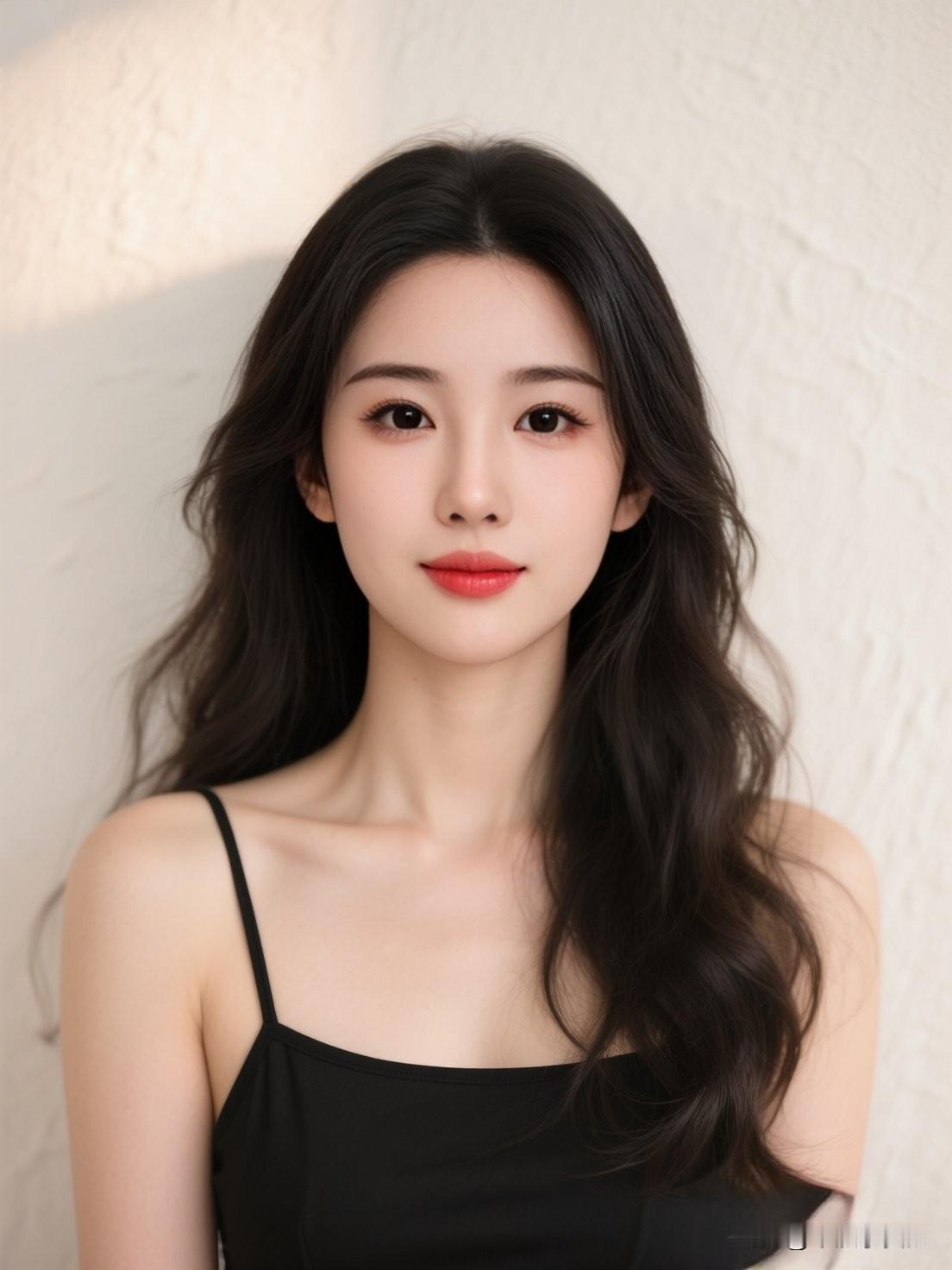 温柔黑发少妇，甜美红唇，简约黑裙，自然光下，清新动人。这样的邻居贤妻，你喜欢吗？