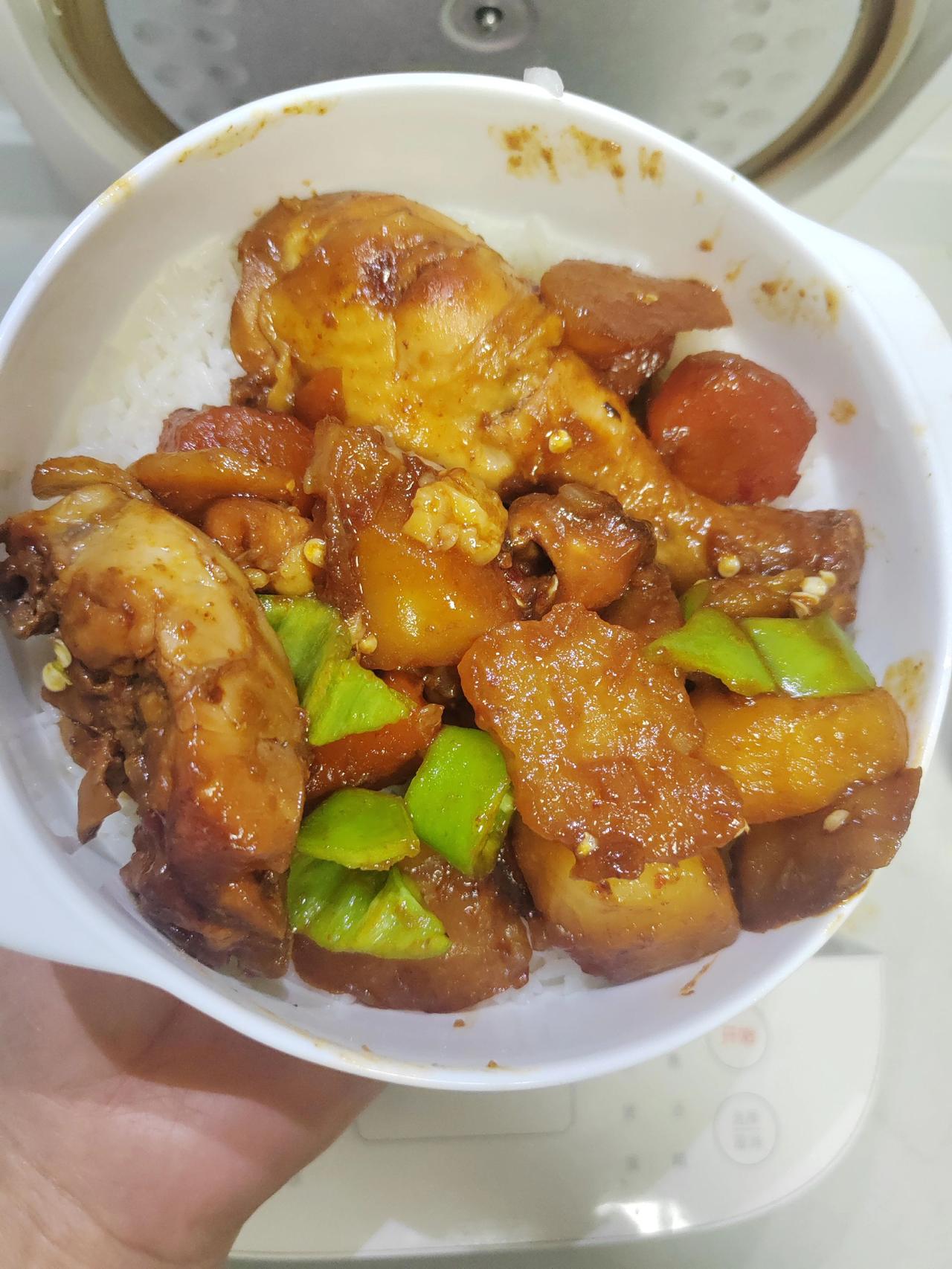 🤩用电饭锅一锅出，鸡肉焖土豆太绝了！
