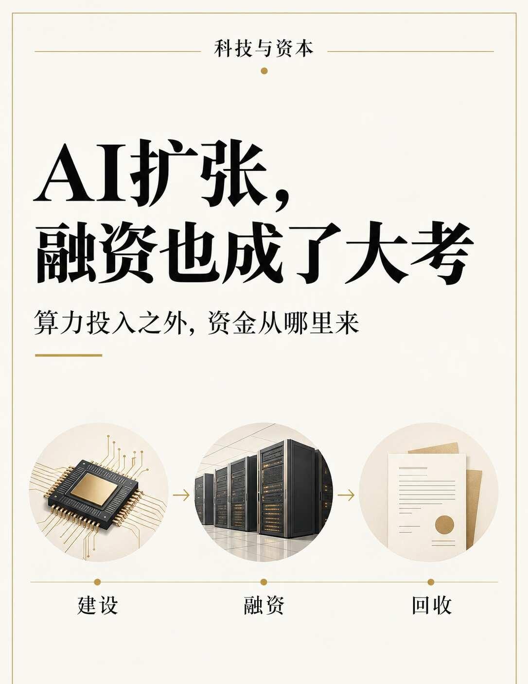 AI扩张，融资也成了大考
AI建设热度高，大家平时容易盯着芯片和算力。这两天还有