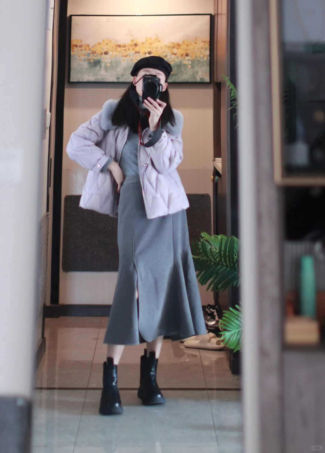 172/52简约保暖的紫色系穿搭