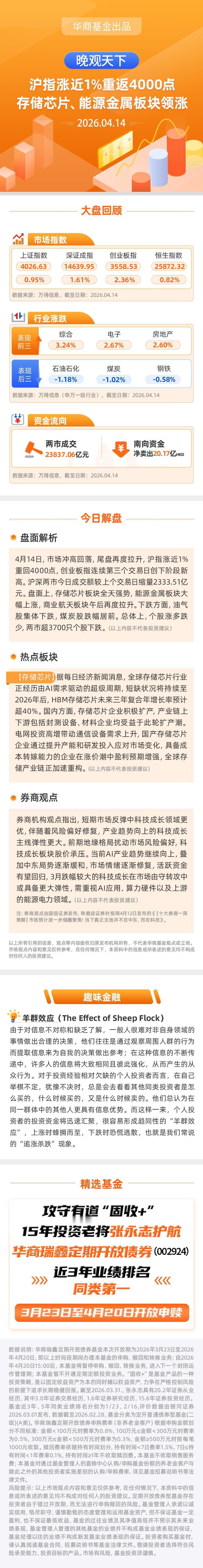 【晚观天下】沪指涨近1%重返4000点 存储芯片、能源金属板块领涨