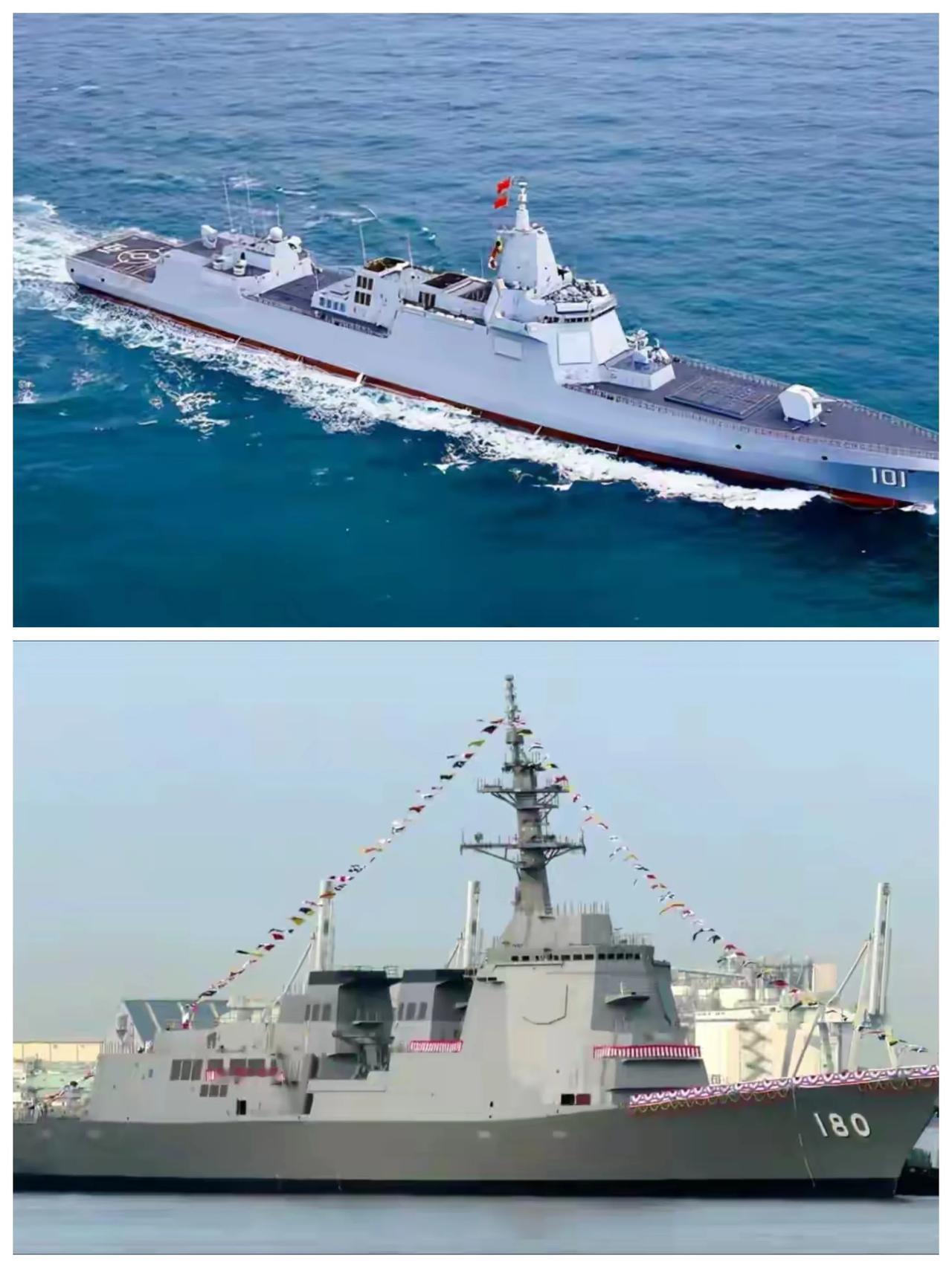 在亚洲海域的万吨大驱较量中，中国055型驱逐舰与日本摩耶级驱逐舰的对决已清晰展现