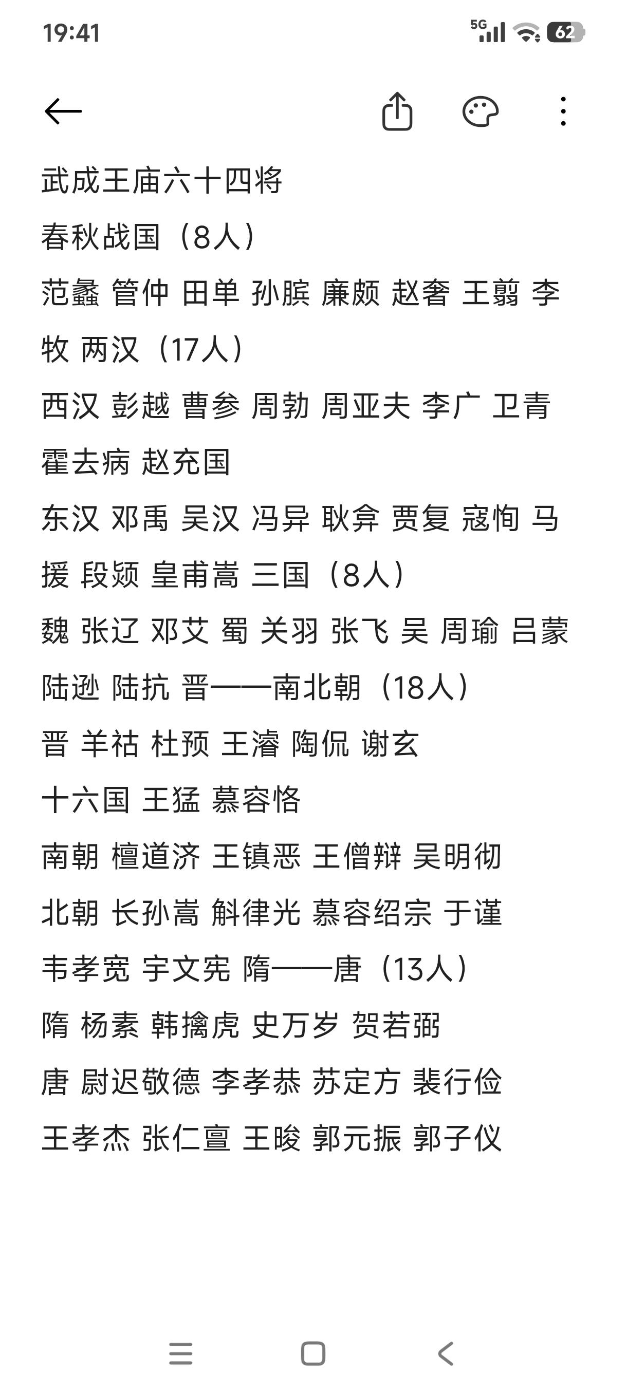 唐德宗建中三年（782年），礼仪使颜真卿上奏提议，朝廷采纳，追封古代六十四名将