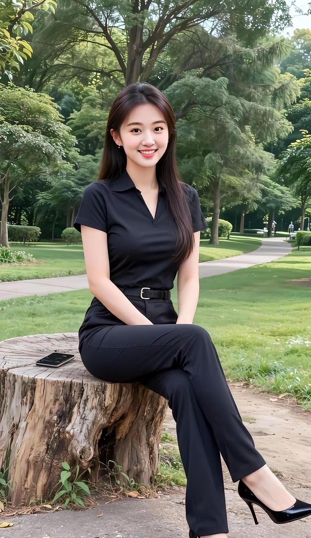 都市女郎的优雅穿搭，黑色套装尽显时尚与自信！💃🏻✨