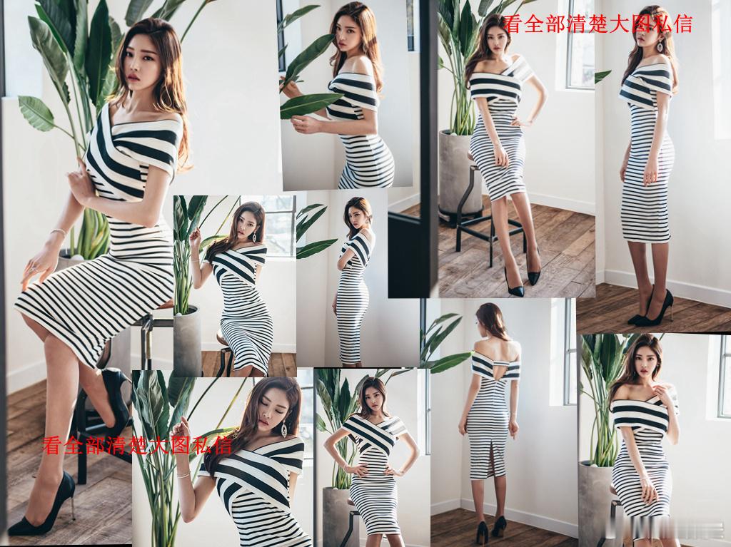 横条纹长裙薄肉丝... ​​​