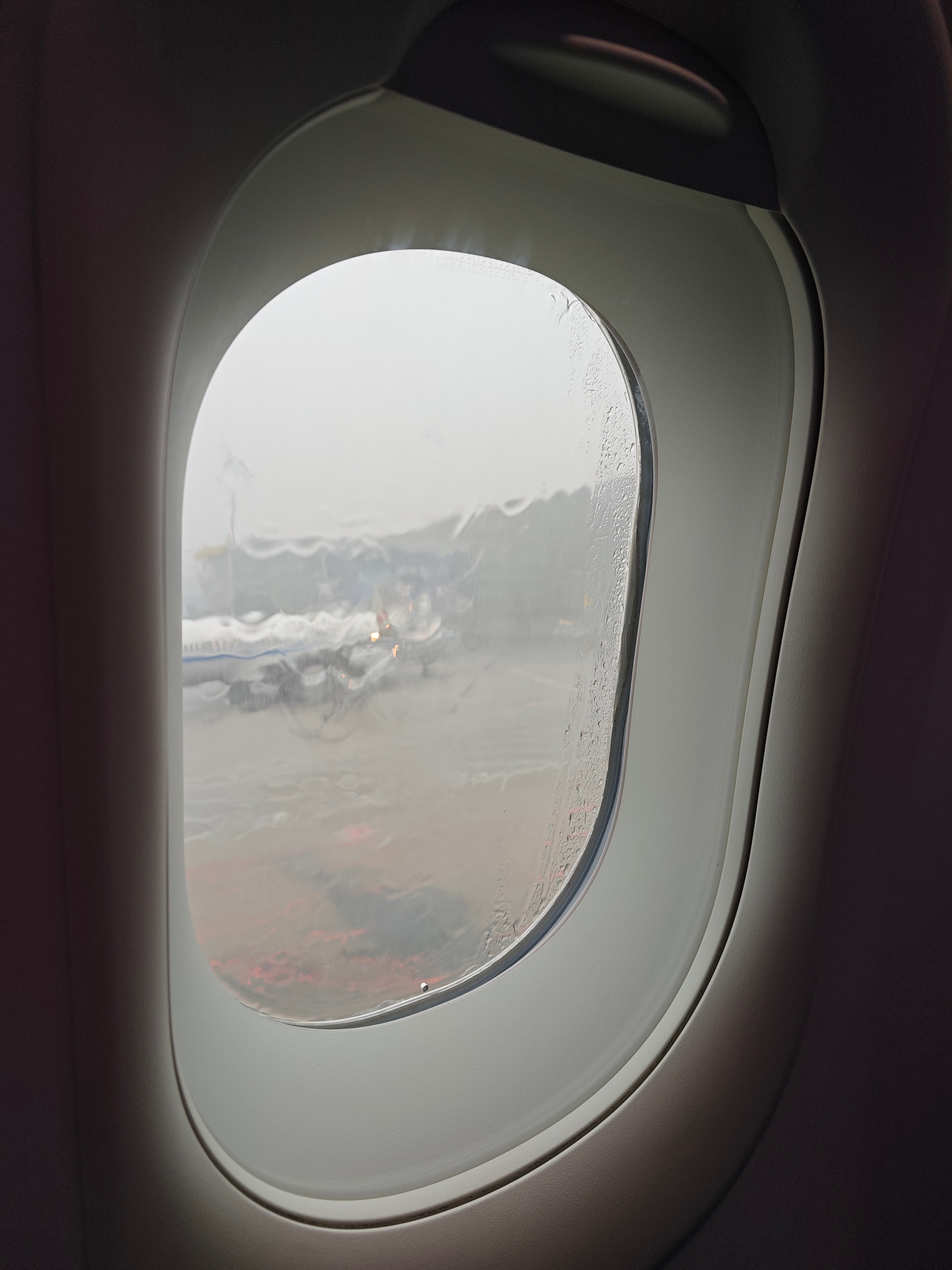 北京又一场狂风暴雨，坐在飞机上不知道啥时候才能起飞了🙁  ​​​