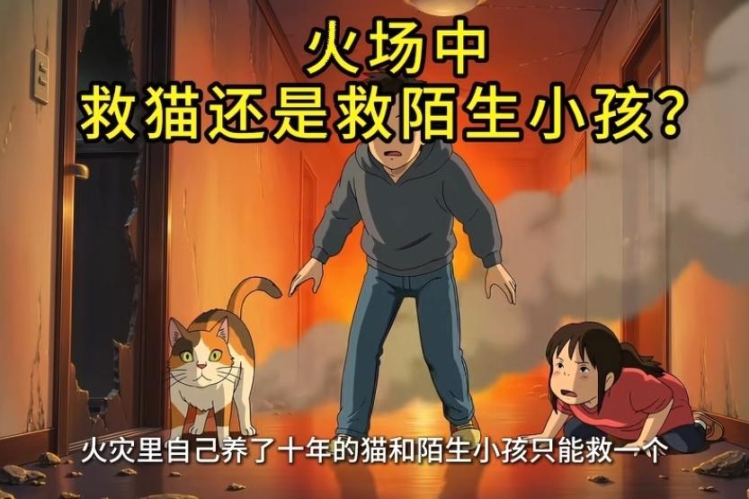 救陌生女孩，还是救你养的猫？

网上有一个问题∶某处发生火灾，有个陌生女孩和你养
