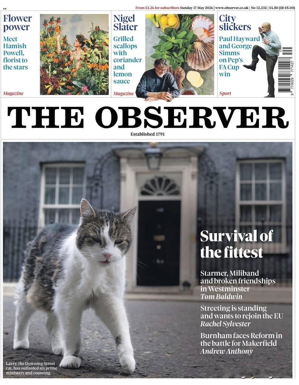 🇬🇧英国报纸《观察家报》（*The Observer*）将目光投向了唐宁街1