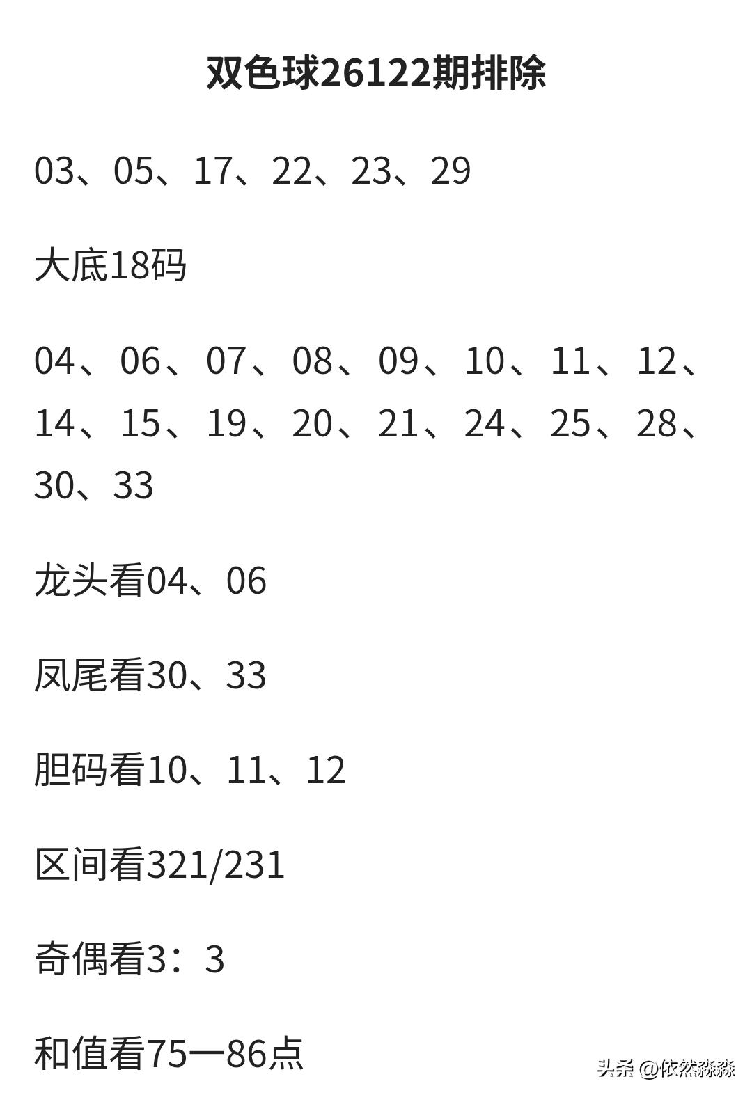 双色26122期：4、6、8尾有码，防连号，重一码，胆10、11、12
10月2