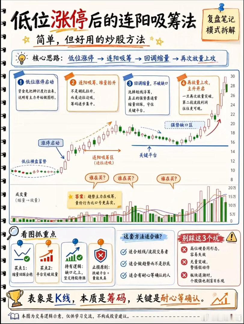 低位涨停后的连阳吸筹法：看懂主力动作，抓住确定性机会 ​​​