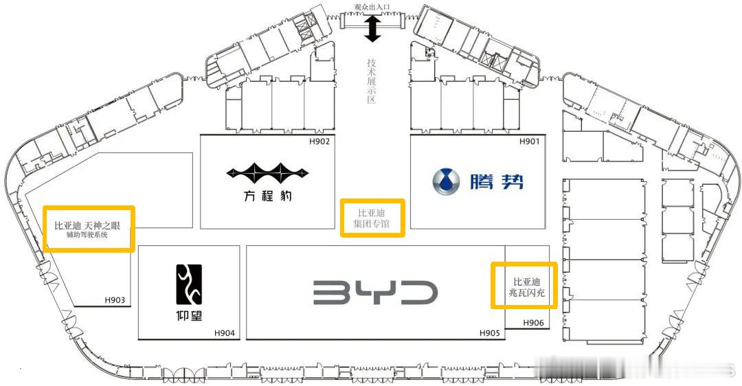 比亚迪成都车展这个展馆有点意思啊，除了品牌展区，还专门放了天神之眼和兆瓦闪充两个