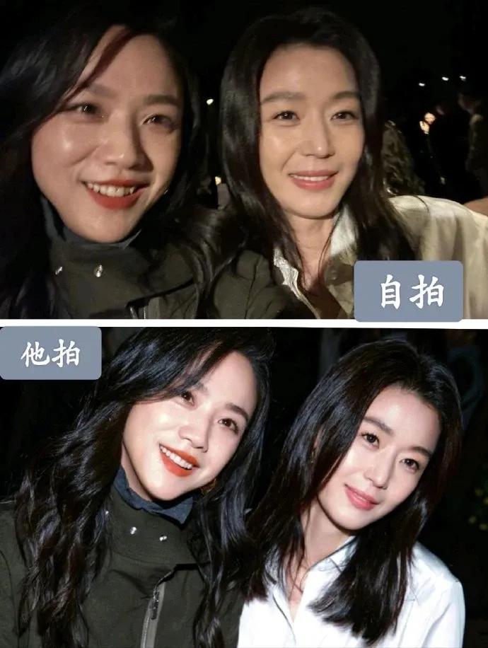 汤唯还比全智贤大2岁！这个自拍的状态也太真实了！
不过两个人对比，赢得还是全智贤