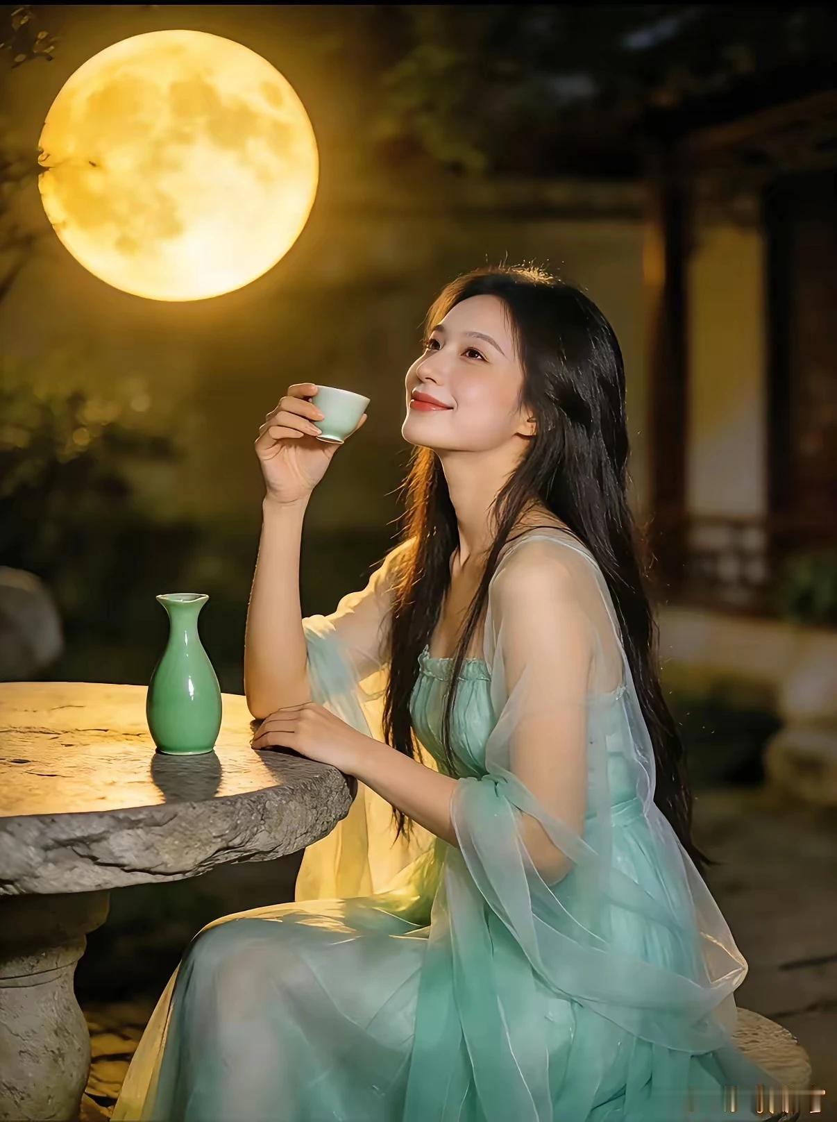 《望月思郎》
情情雅韵墨飘香，
语落笺毫寄意长。
夜梦情思缠不断，
执手凝噎诉衷