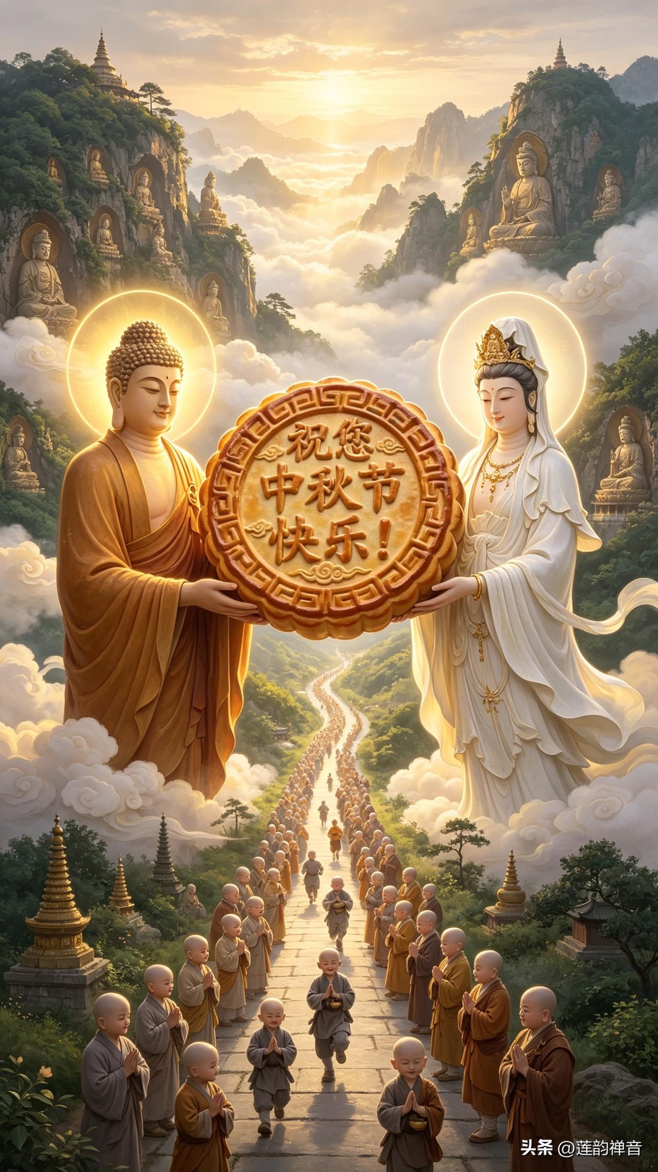 [福]【佛举团圆月，仙饼落千山】[福]

[福]谁能拒绝这样的中秋盛景？[福]佛