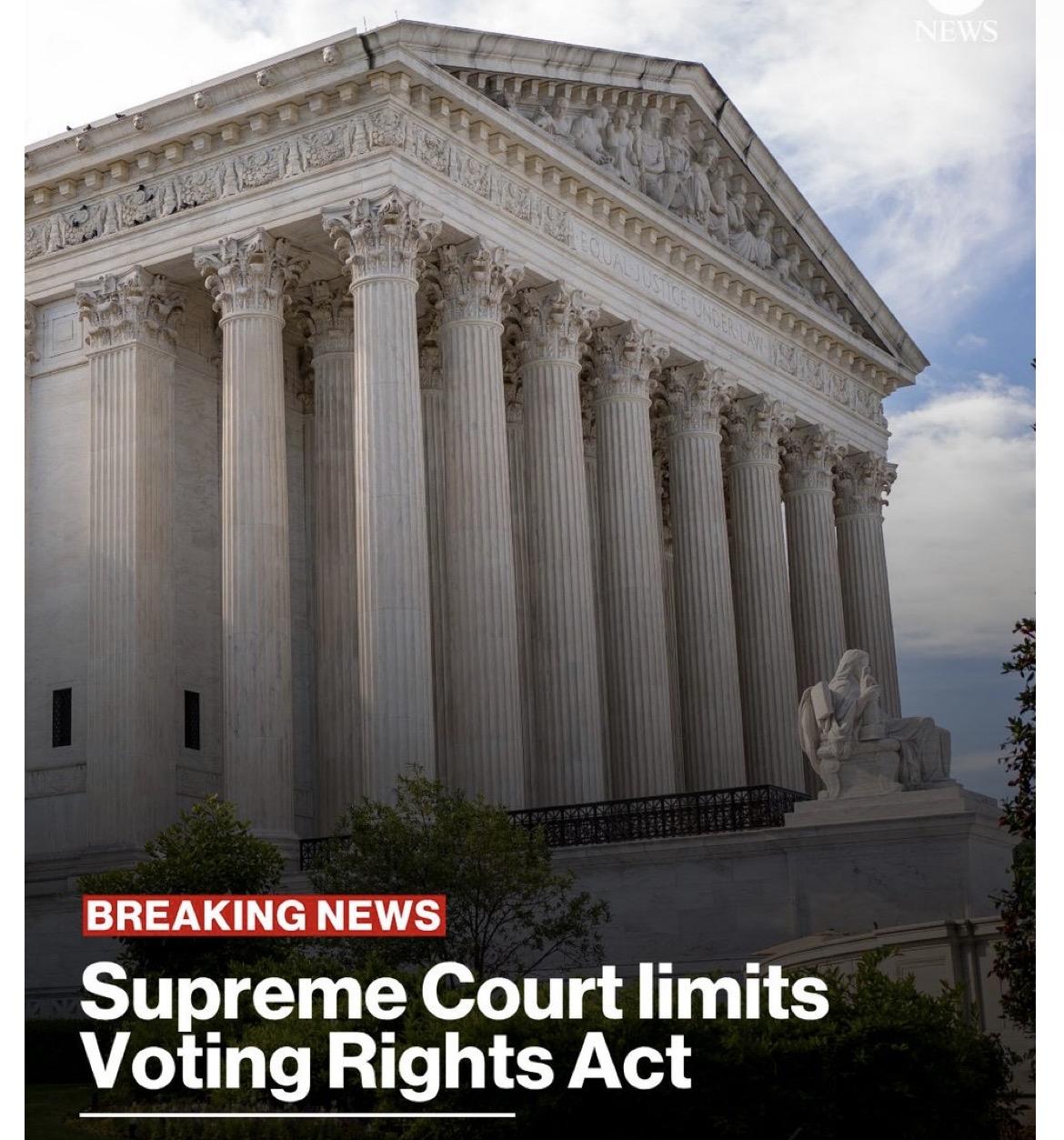 突发消息：最高法院以 6 比 3 的投票结果对具有里程碑意义的《选举权法》的适用
