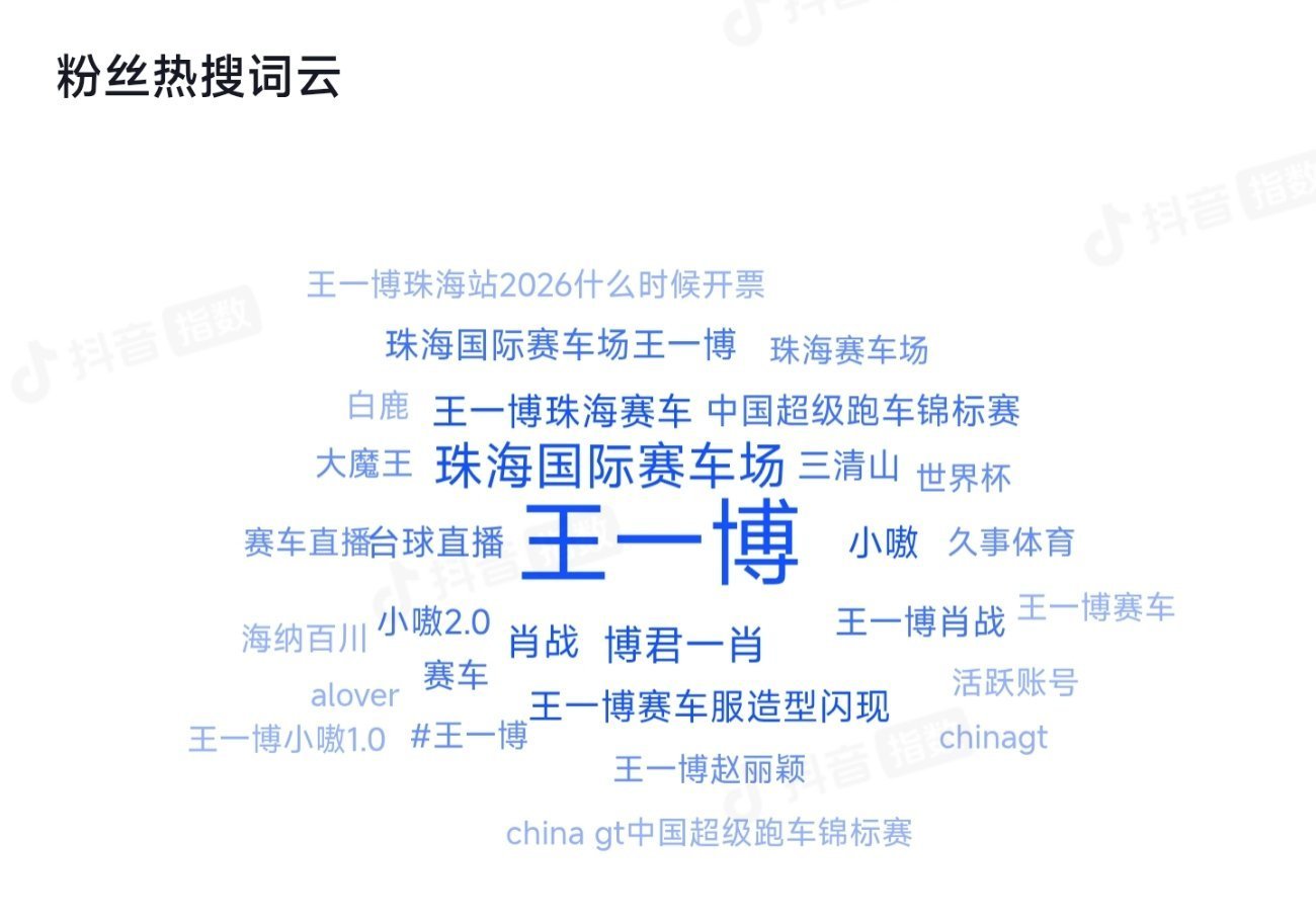 王一博已经实打实的车手了，词云只跟赛车相关（除个别瑕疵）！