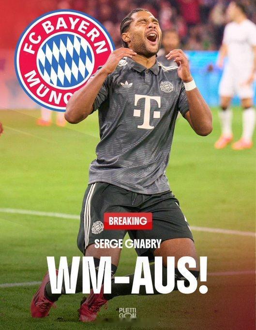 格纳布里无缘世界杯 格纳布里受伤拜仁边锋，30岁德国国脚格纳布里，上周在训练中受