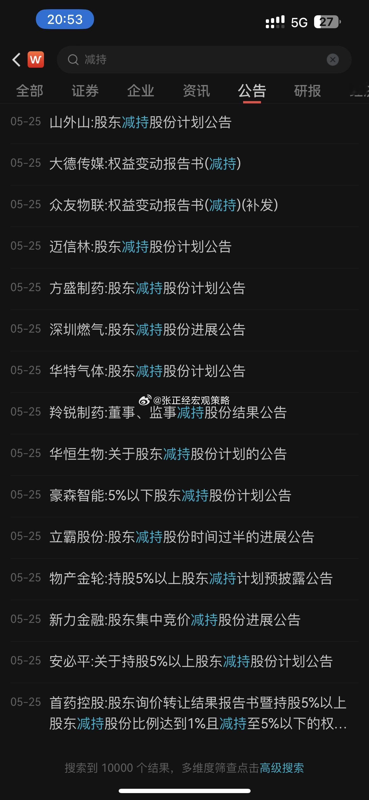今晚又是清一色减持公告！请您用一句成语或一句话形容这个市场… ​​​