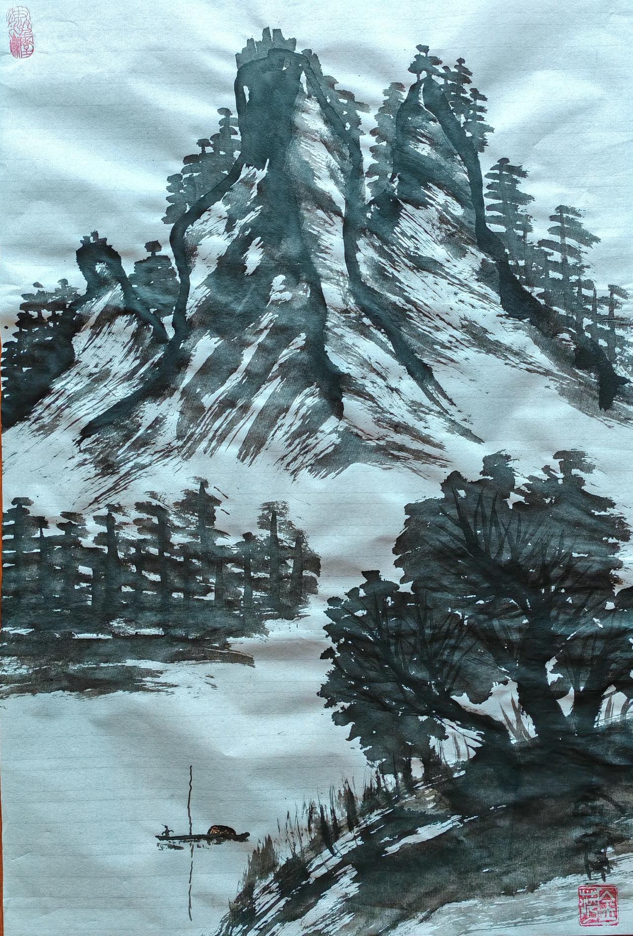 闲居山中看晚霞，
携友松下品新芽，
野菊竹影清溪水，
月下星光论禅茶。#寻找热爱