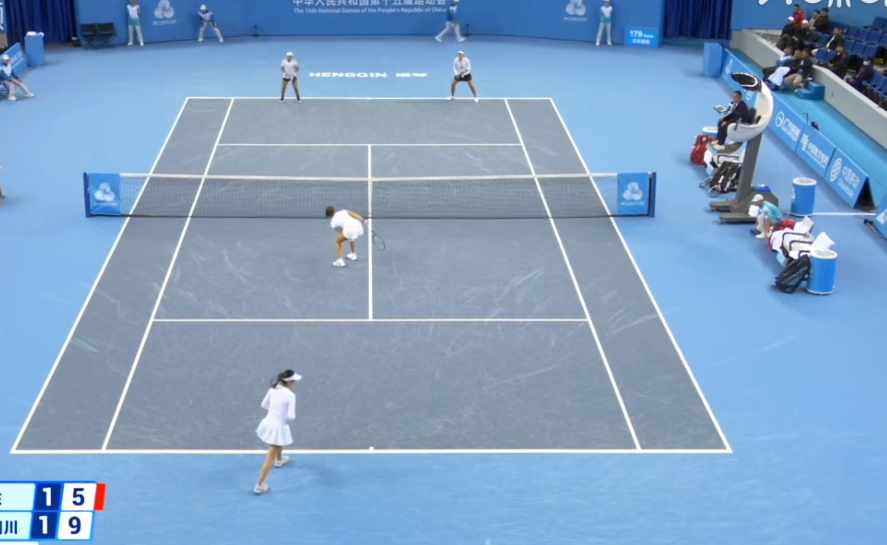 全运会网球女双决赛，王雅繁/蒋欣玗6-1/2-6/10-6王欣瑜/袁悦，为四川队