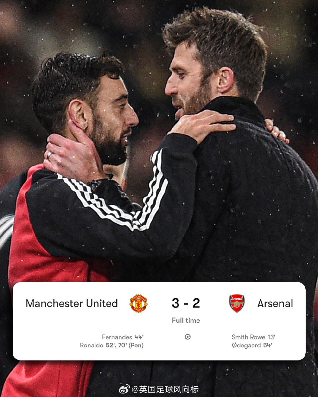 卡里克上一次执教曼联的比赛，主场3比2击败阿森纳。卡里克重返曼联执教，接下来两场