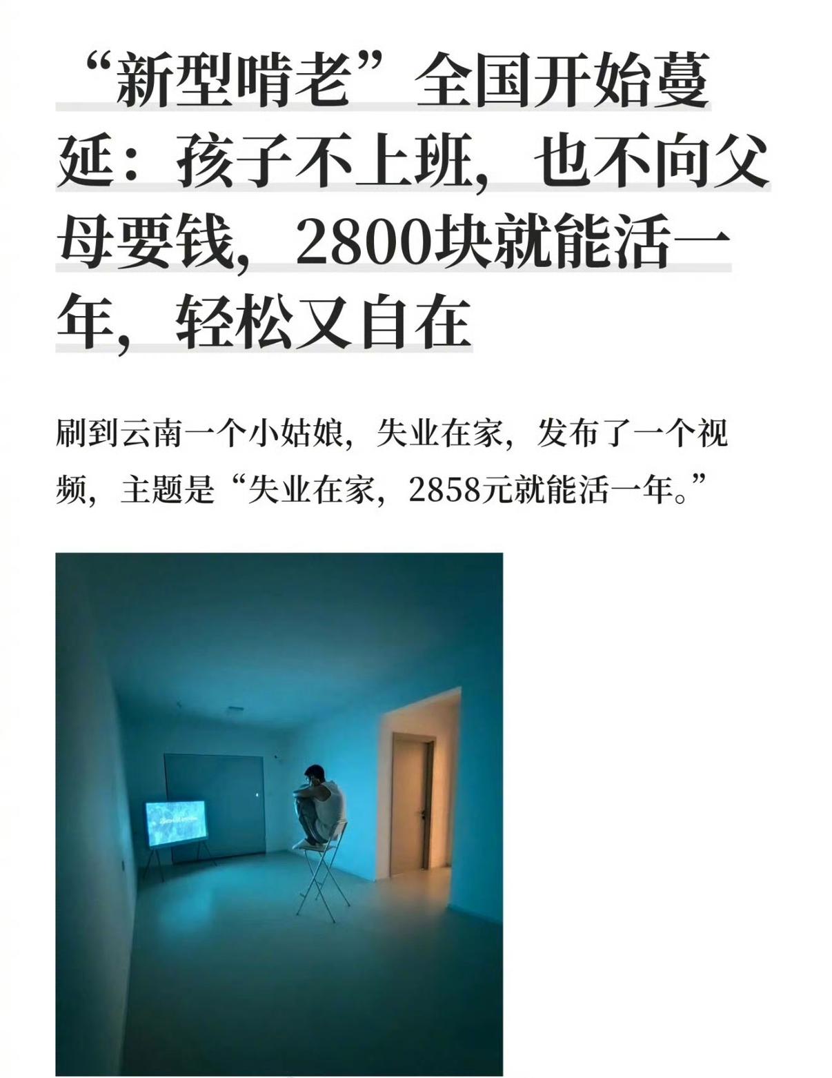 近期，云南一位失业女孩在网络上分享了自己的年度生活账单，一年所有开销加起来仅仅2