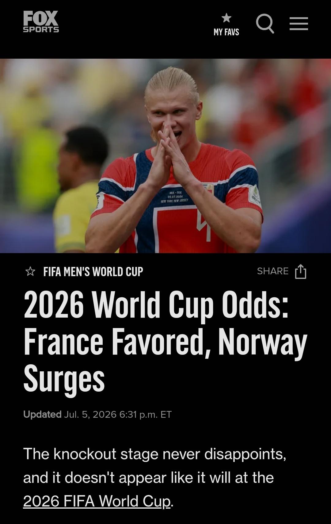 2026世界杯超级大冷门诞生！哈兰德梅开二度，挪威2-1爆冷击败五星巴西，直接颠