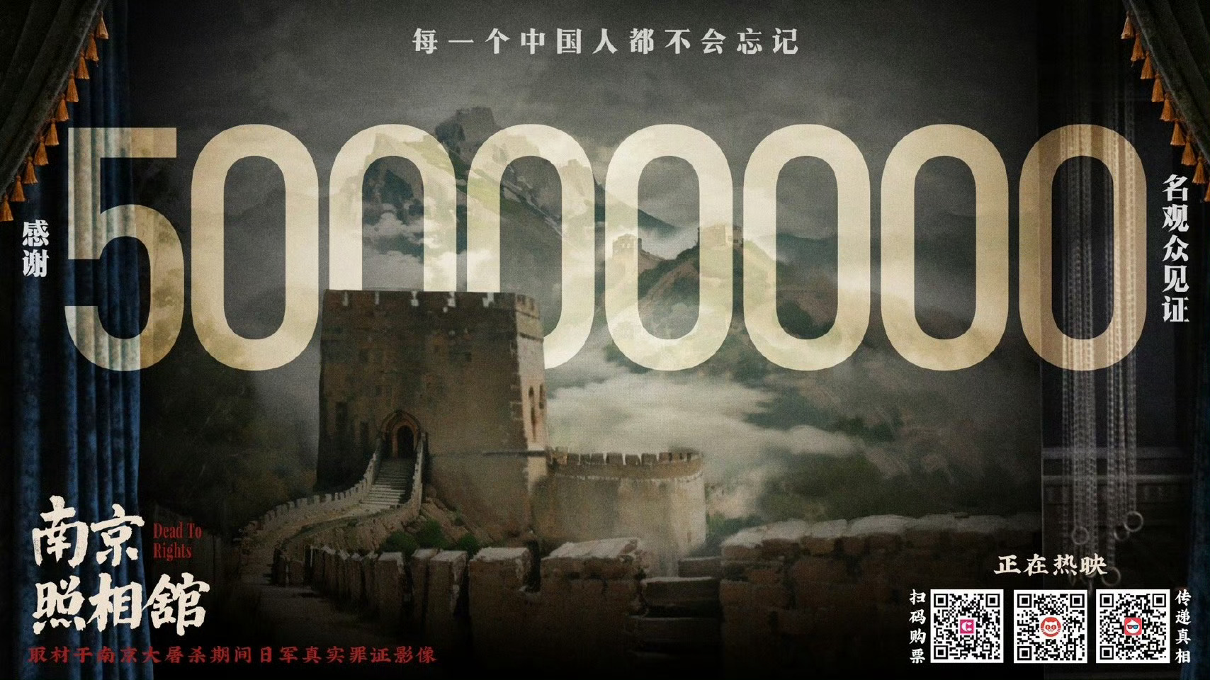 于正说刘昊然电影咖不接剧吧电影《南京照相馆》热映中！观影人次已突破5000万，照