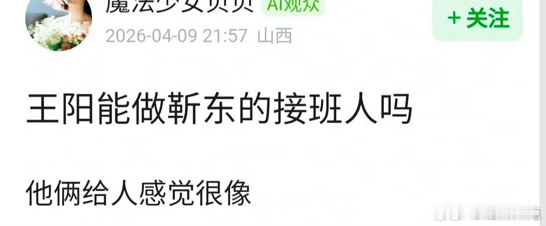 王阳能做靳东的接班人吗