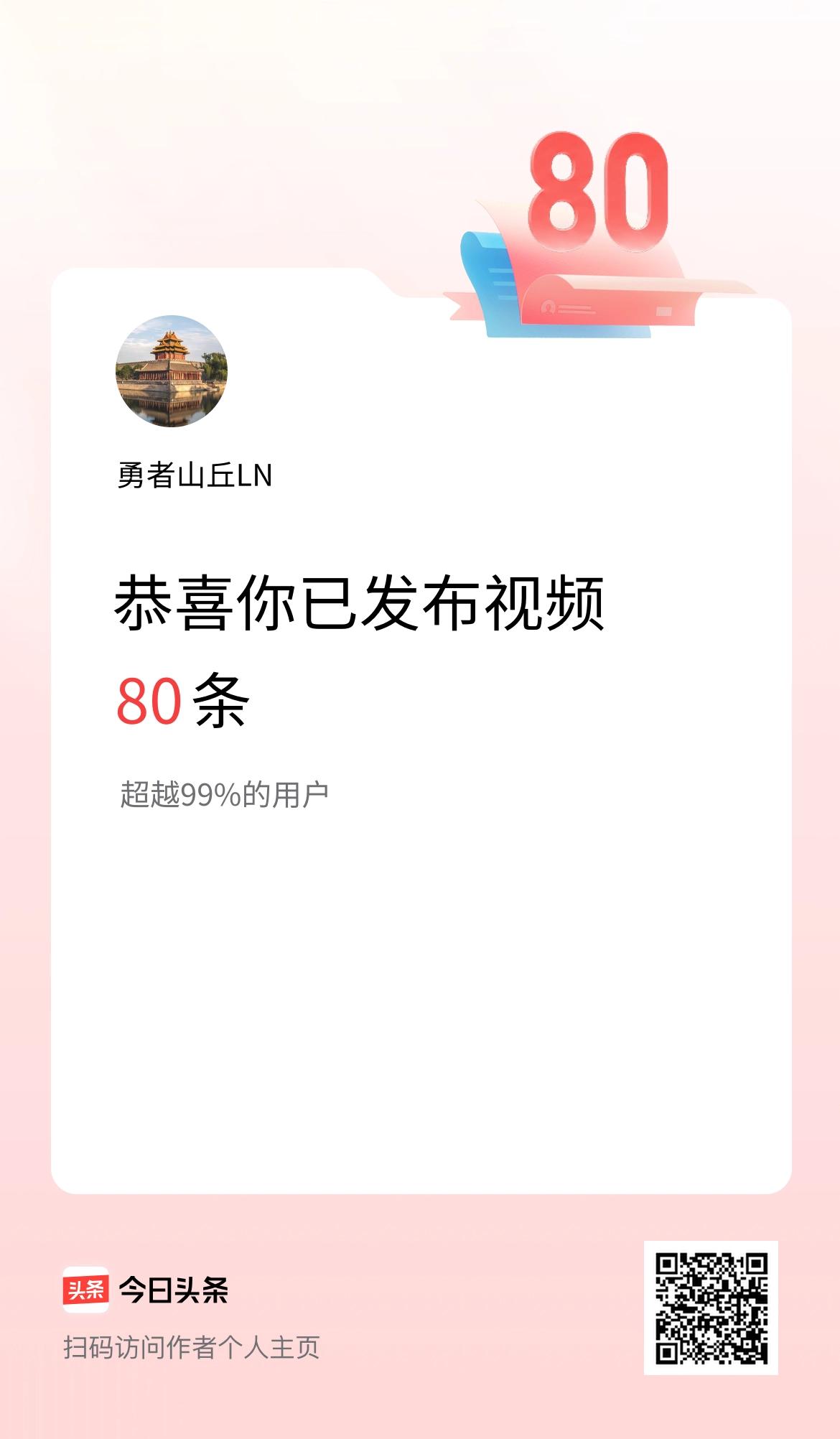 我在头条累计视频投稿80个