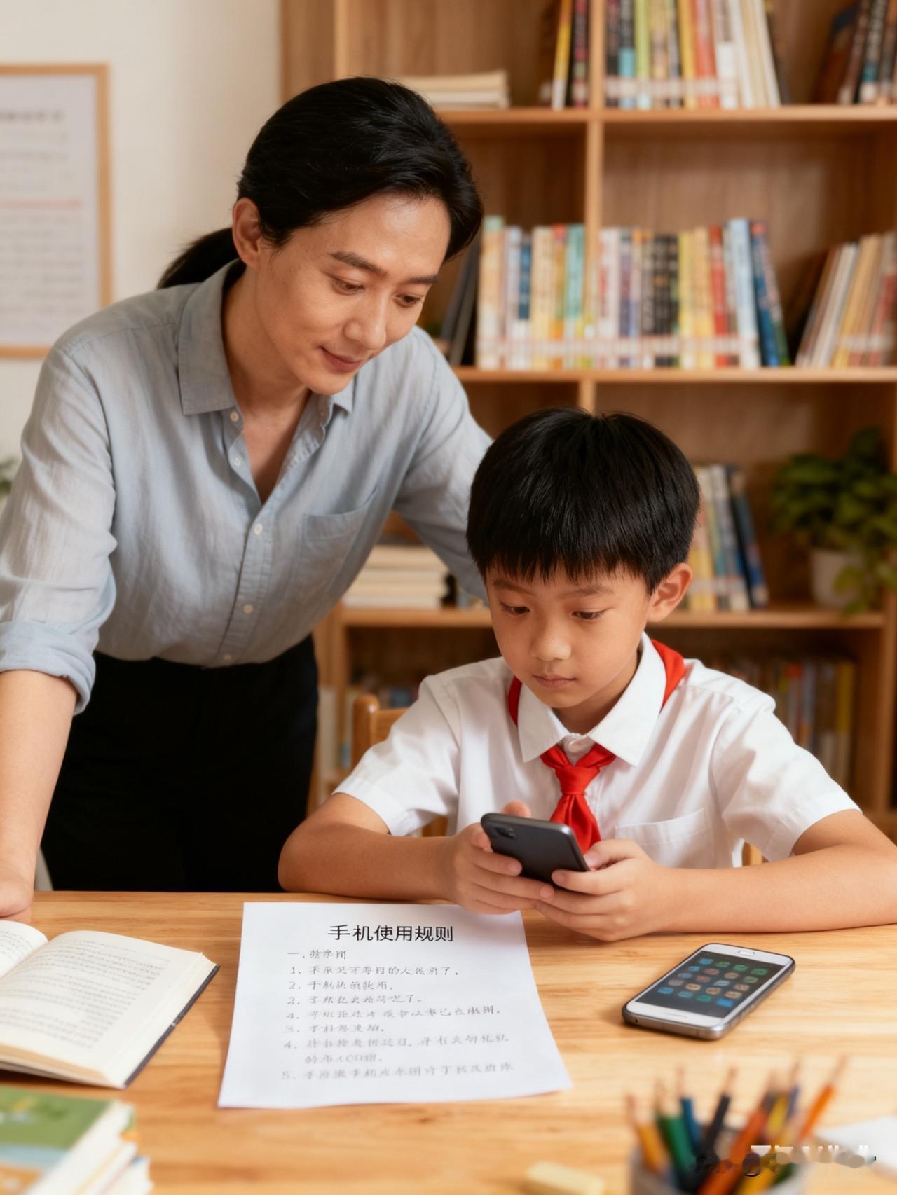 立规则：约定每日手机学习时长、使用时段，超时即收。

2. 盯过程：随机查看手机