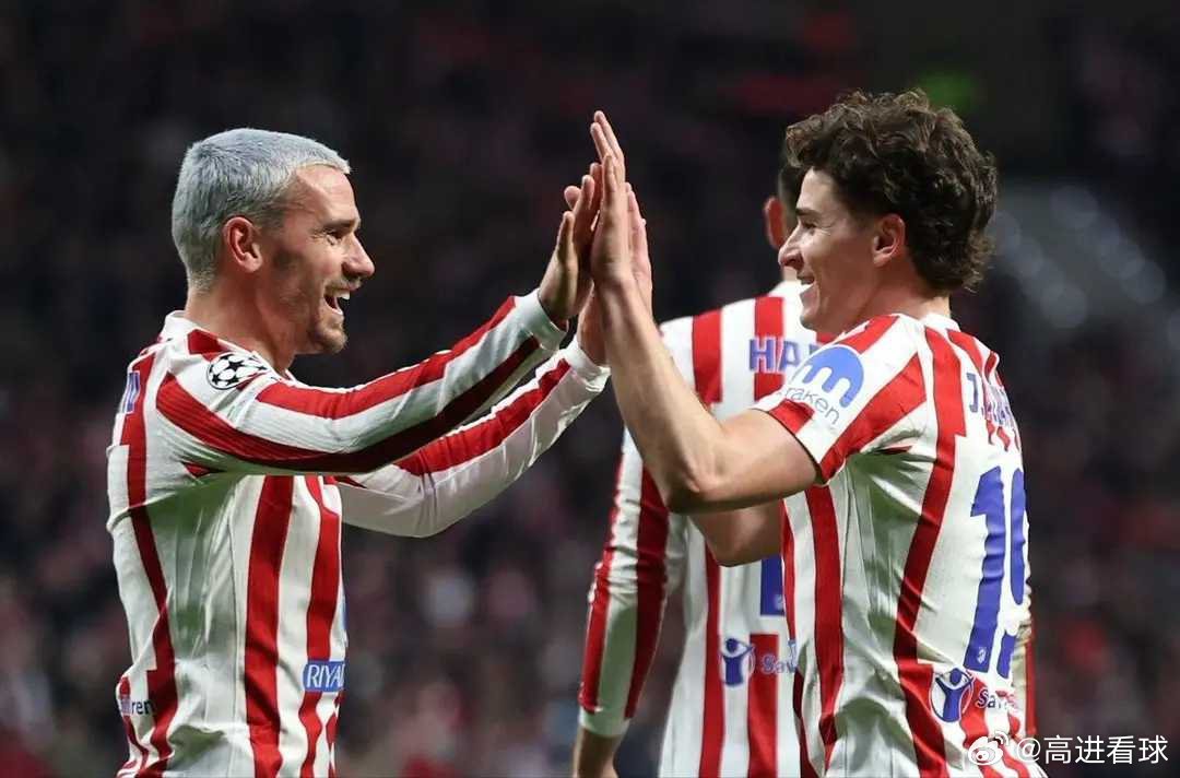 5-2大胜热刺，马竞队史首次欧冠淘汰赛单场进球5+马德里竞技vs热刺欧冠杯足球的