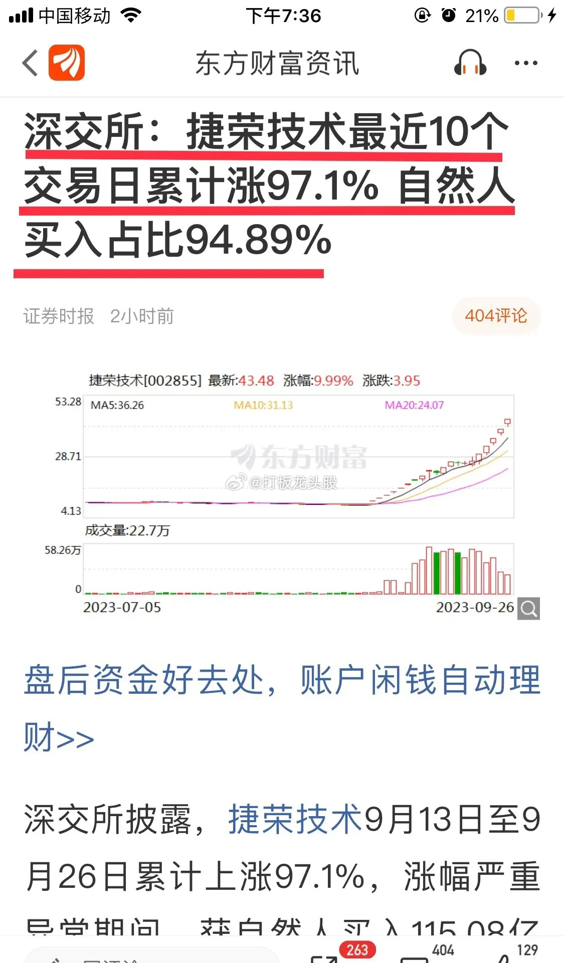 重要消息，深交所发布重要公告，关于妖股捷荣技术几天之内暴涨翻番，经过调查发现，不