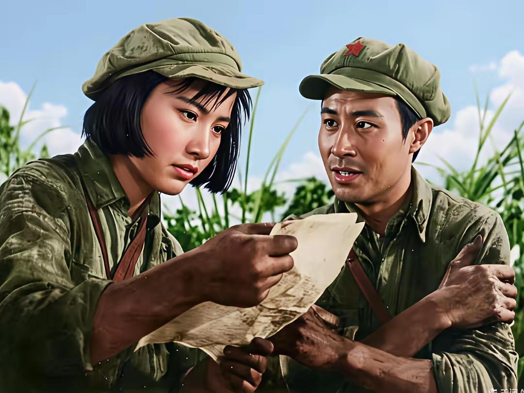 这是二位老戏骨王心刚和祝希娟在《红色娘子军》里的剧照位。革命影视剧照