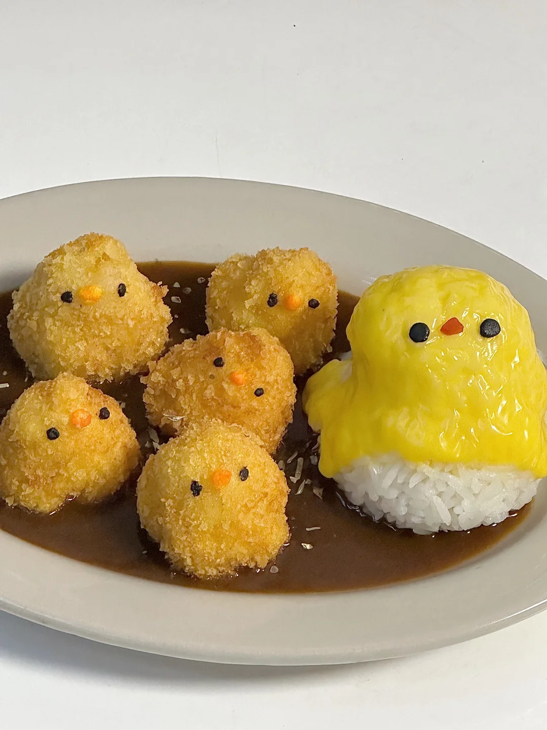 小鸡炸虾球咖喱饭