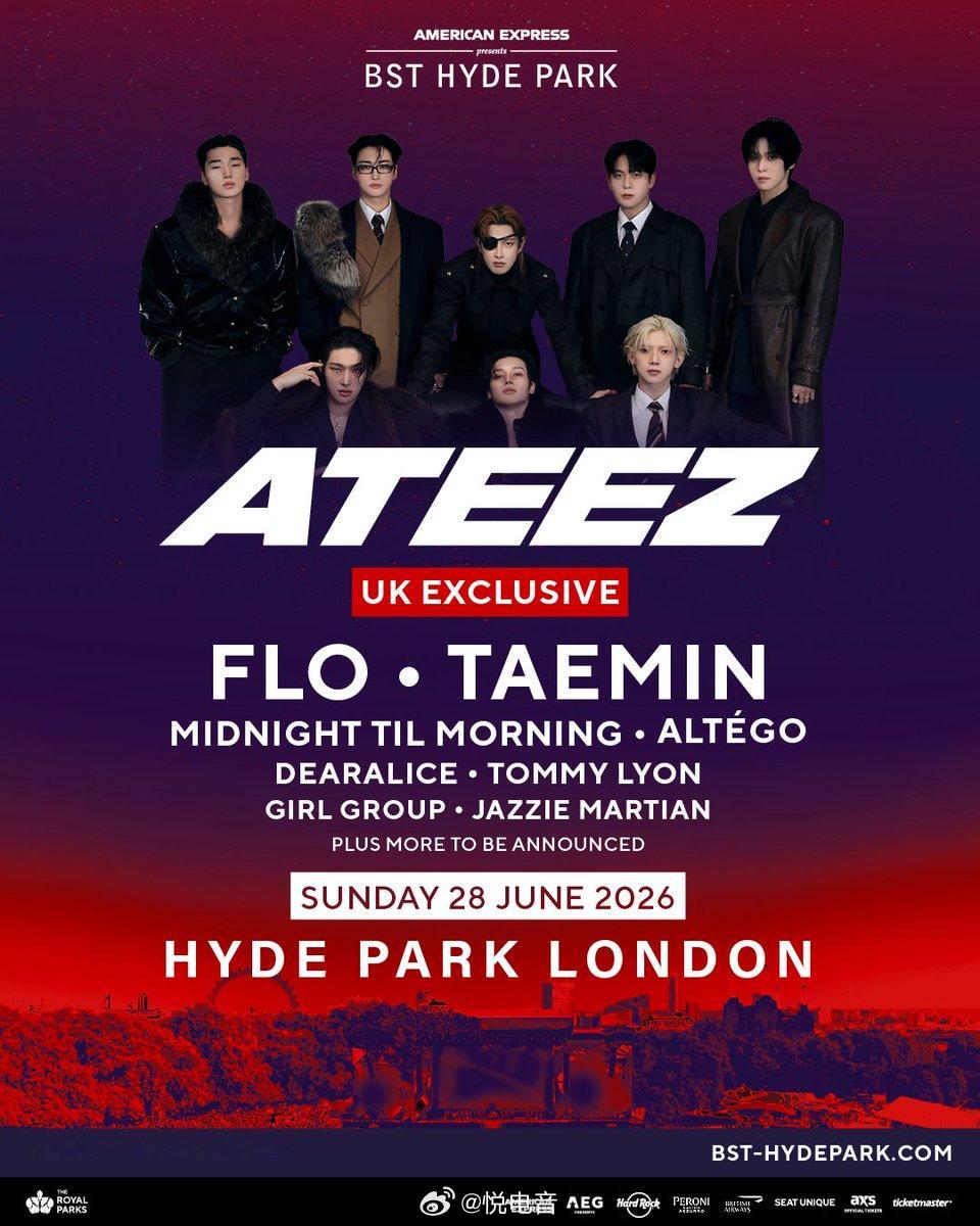 ATEEZ ATEEZ 将于 6 月 28 日在伦敦 BST Hyde Park