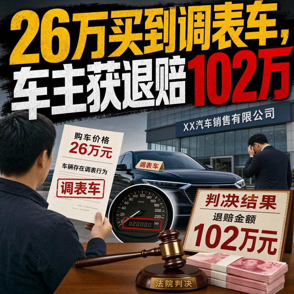 26万买二手车，开了一年才发现可能被坑了，结果车主拿到了102万元退赔。
这事不