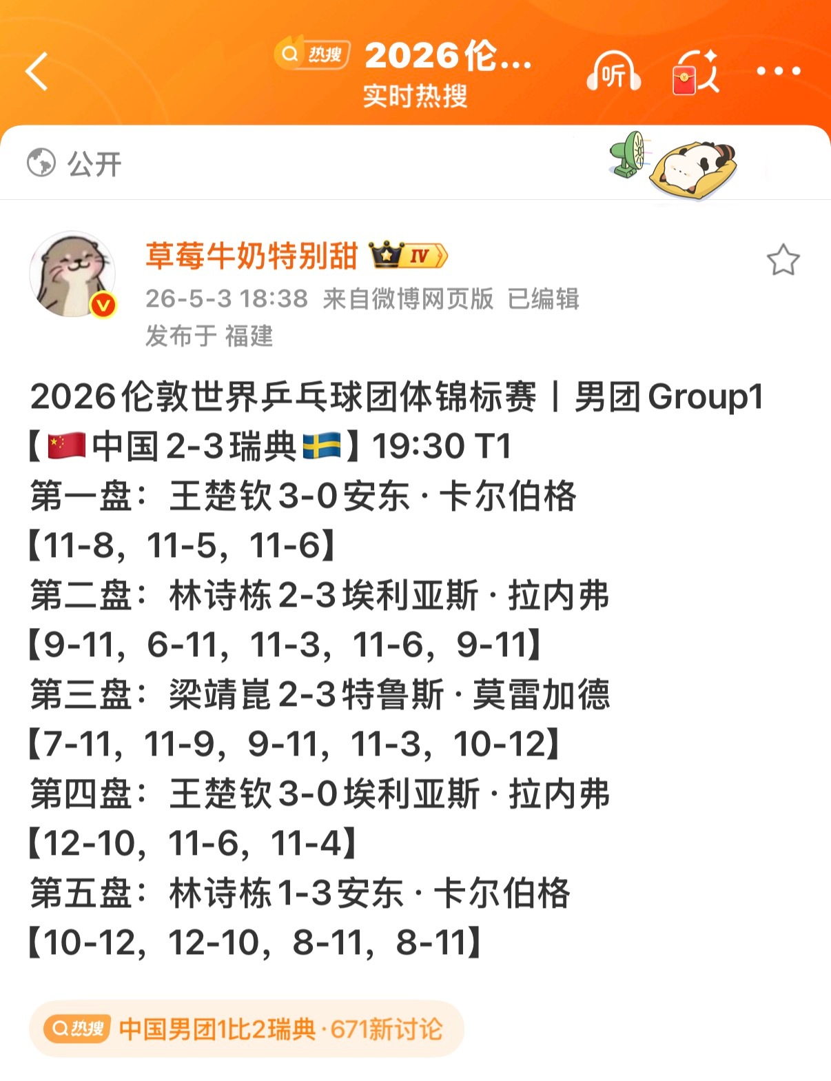 王楚钦空砍两分王楚钦特别特别棒 王楚钦辛苦了 