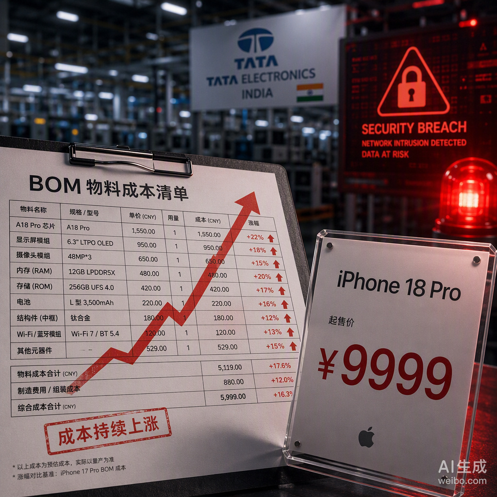 苹果这次泄密有点大，印度代工厂塔塔电子被黑客端了老窝，630GB文件连带着iPh