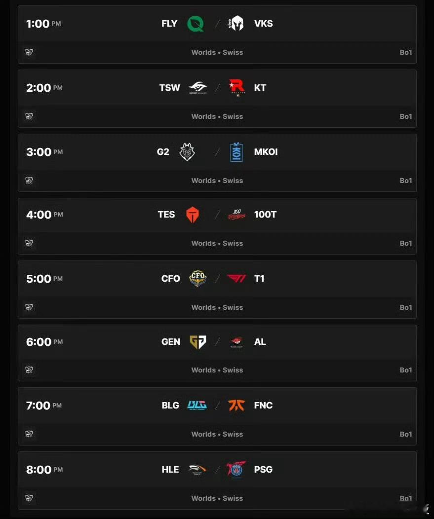 明日具体赛程出炉，依然是下午1点开打：1:00 FLY vs VKS2:00 T